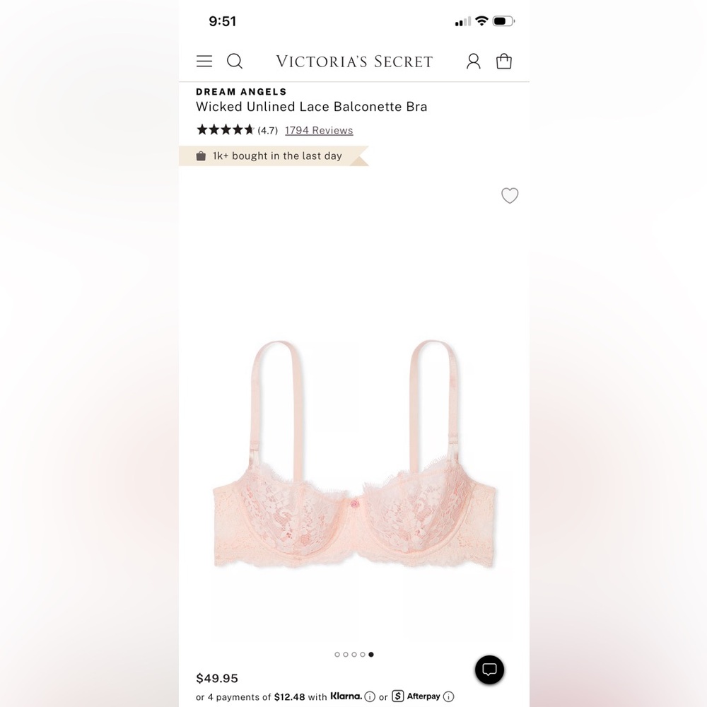 Victoria’s Secret lace balconette bra